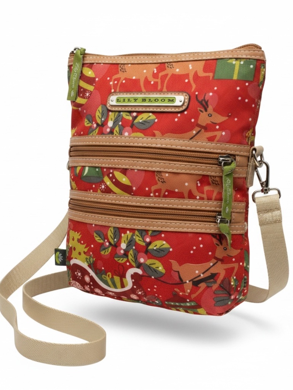 Lily Bloom Collectable Reindeer Holiday Christmas Crossbody Bag